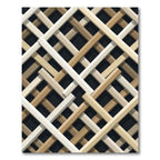 Modern Beige Interwoven Geometric Lattice Rug