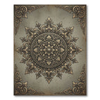 Intricate Bronze Filigree Floral Medallion Rug