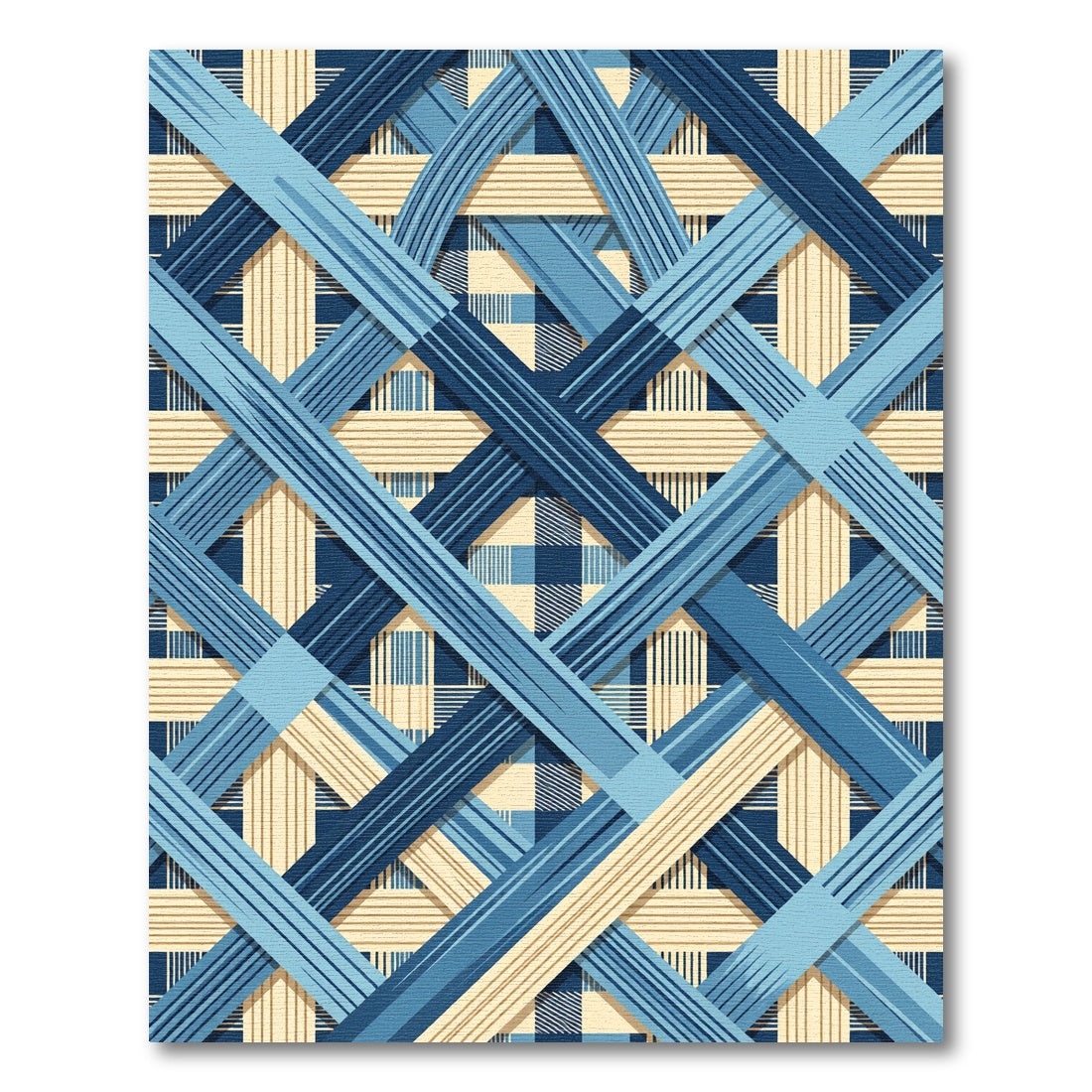 Blue Interwoven Plaid Geometric Rug
