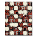 Red Farmhouse Barn Scattered Collage Rug