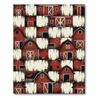 Red Farmhouse Barn Scattered Collage Rug