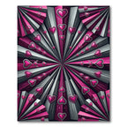 Pink And Gray Burst Heart Rug