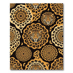 Jungle Leopard Face Gold Medallion Rug