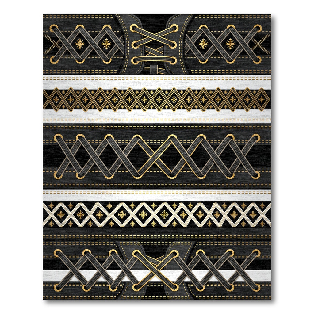 Black and Gold Corset Stripe Grid Rug