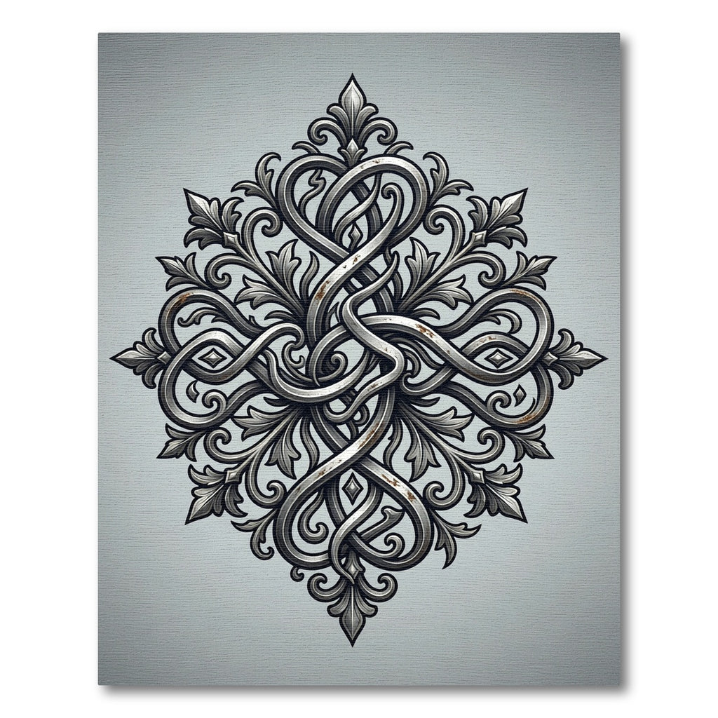 Silver Iron Filigree Interlocking Scrolls Rug