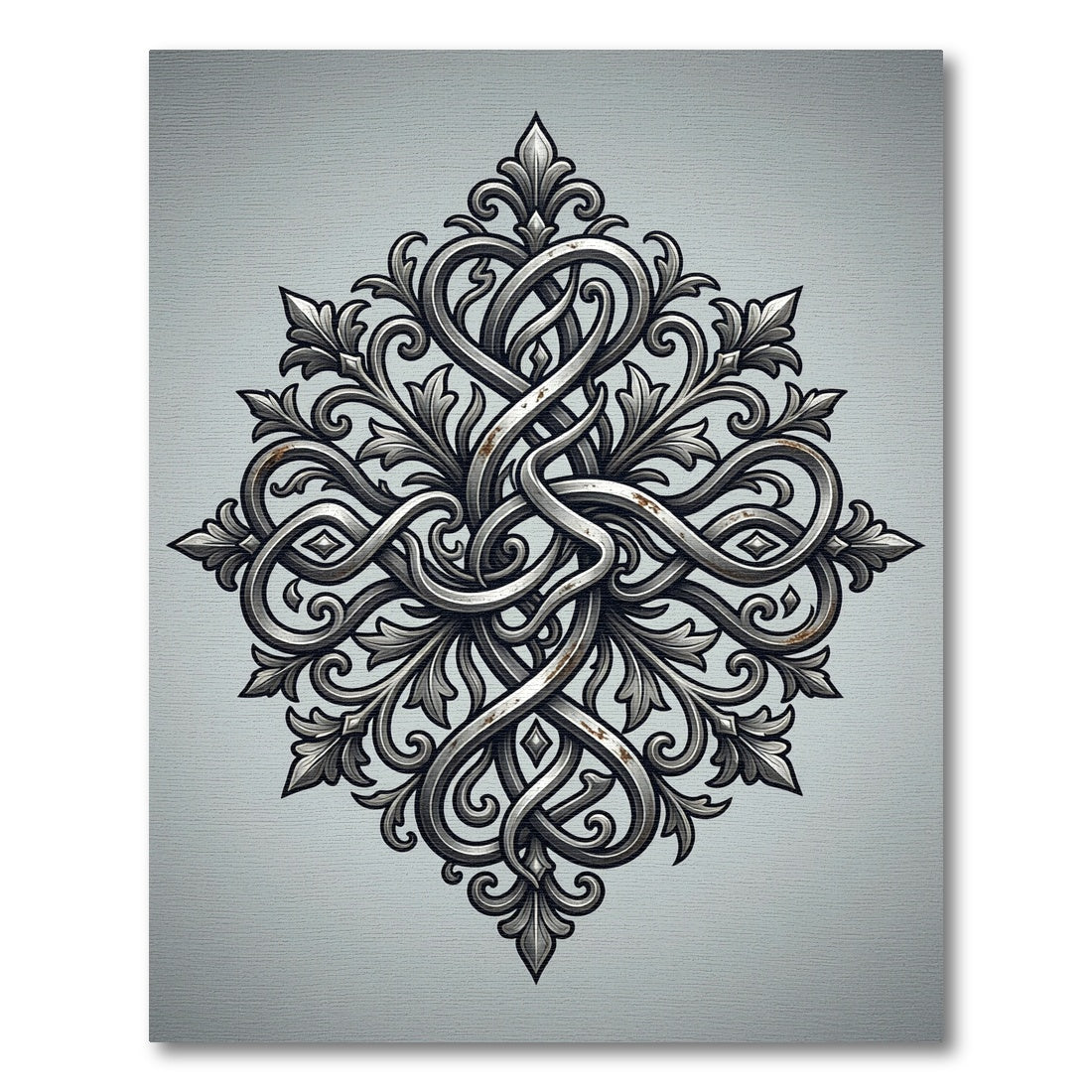 Silver Iron Filigree Interlocking Scrolls Rug