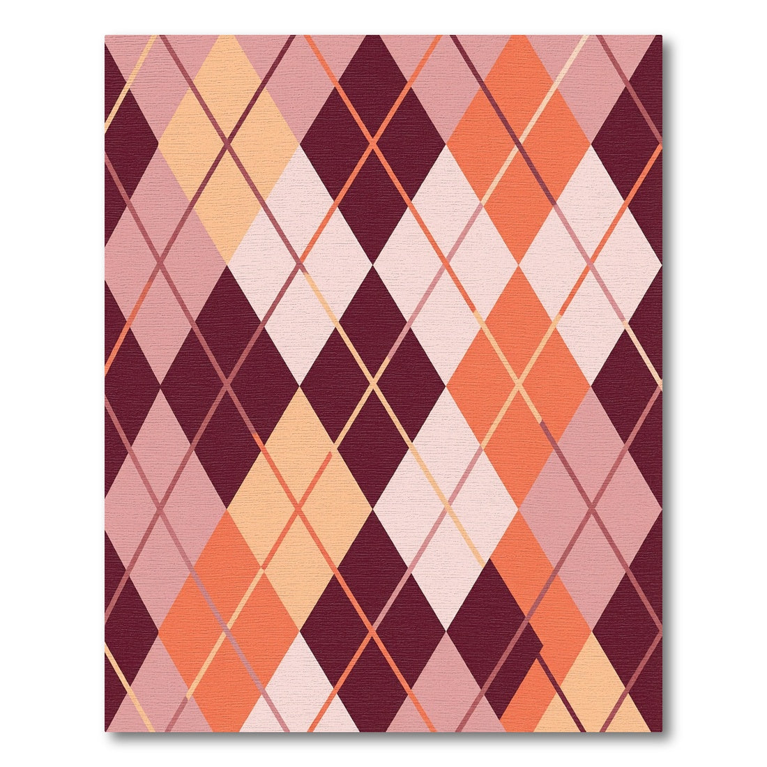 Burgundy Peach Diamond Lattice Rug