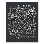 Monochromatic Floral Trellis Lattice Botanical Rug