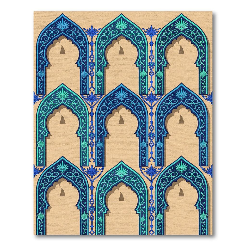 Azure Floral Arc Vaulted Tapestry Rug