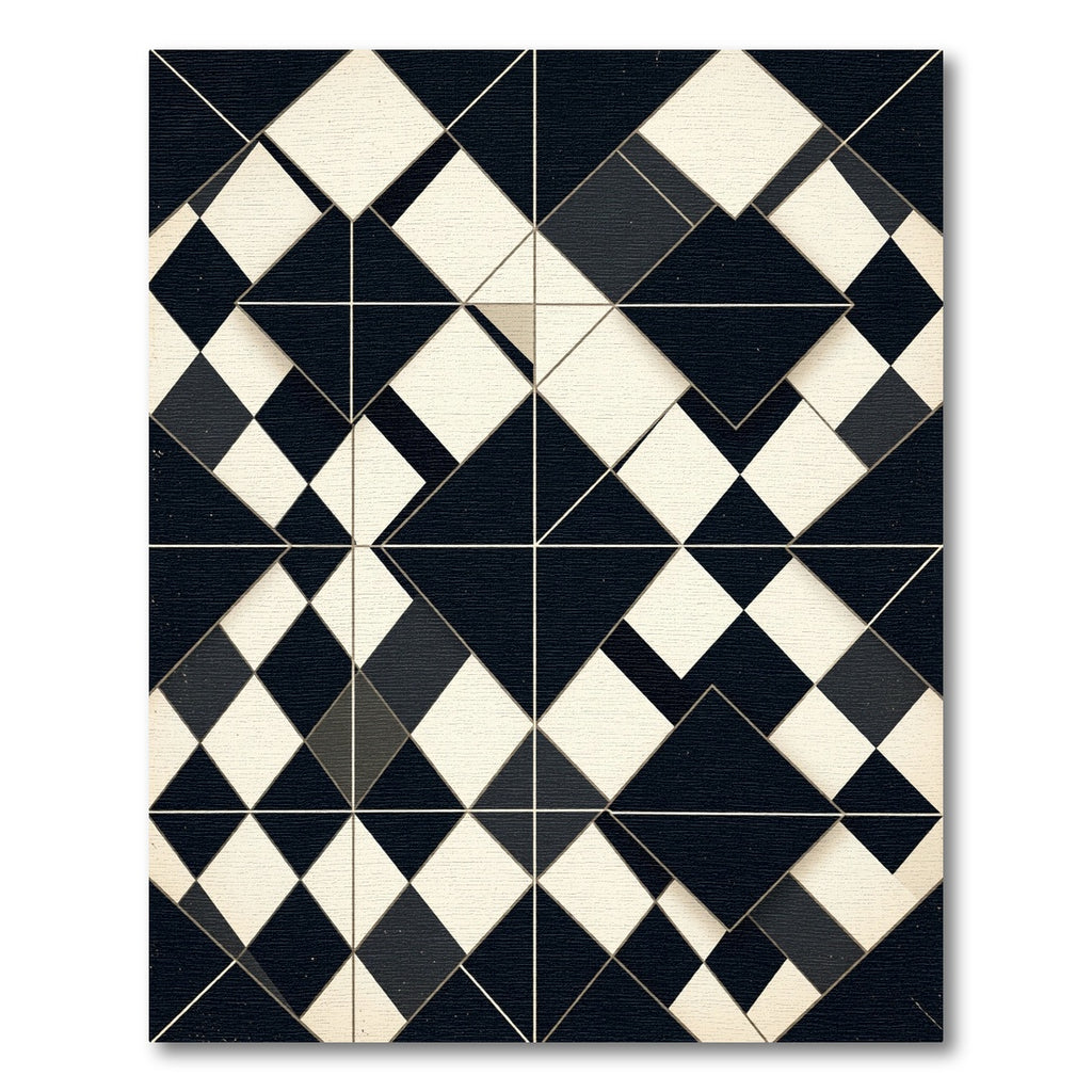 Monochromatic Geometric Diamond Collage Rug