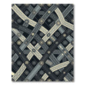 Dark Gray Interwoven Floral Medallion Rug