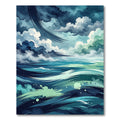 Turbulent Azure Sky And Sea Brushstrokes Rug