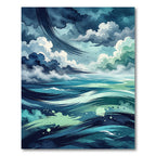 Turbulent Azure Sky And Sea Brushstrokes Rug