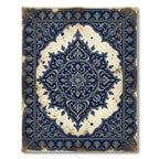 Deep Blue Vintage Floral Medallion Rug