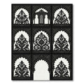 Black White Archway Arabesque Floral Rug