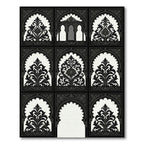 Black White Archway Arabesque Floral Rug