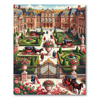 Baroque French Garden Chariot Scene Rug