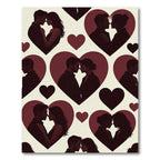 Romantic Silhouette Hearts Burgundy Cream Rug