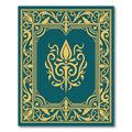 Regal Gold Floral Teal Frame Rug