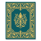Regal Gold Floral Teal Frame Rug