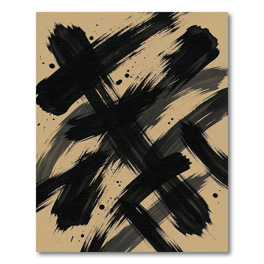Modern Black Abstract Ink Brushstrokes Rug