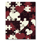 Deep Crimson Heart Puzzle Abstract Rug
