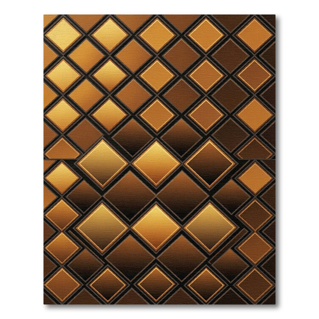 Luxe Golden Brown Geometric Diamond Grid Rug
