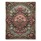 Earthy Pink Floral Filigree Medallion Rug