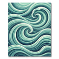 Contemporary Teal Swirling Ocean Wave Rug