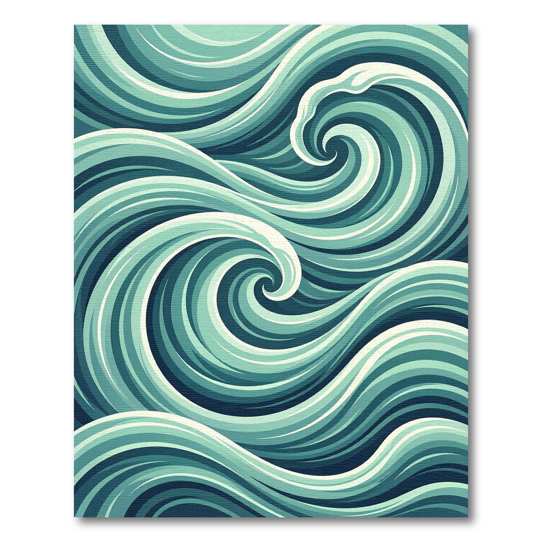 Contemporary Teal Swirling Ocean Wave Rug