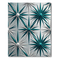 Aqua White Starburst Geometric Collage Rug