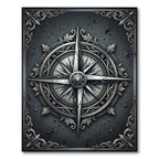 Vintage Silver Nautical Compass Medallion Rug