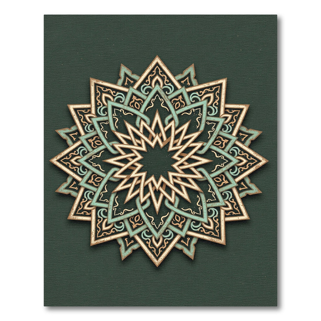 Sage Green Ornate Star Medallion Rug