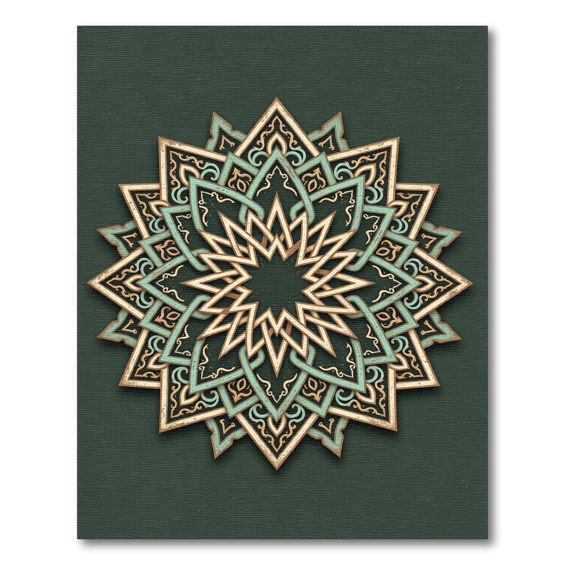 Sage Green Ornate Star Medallion Rug