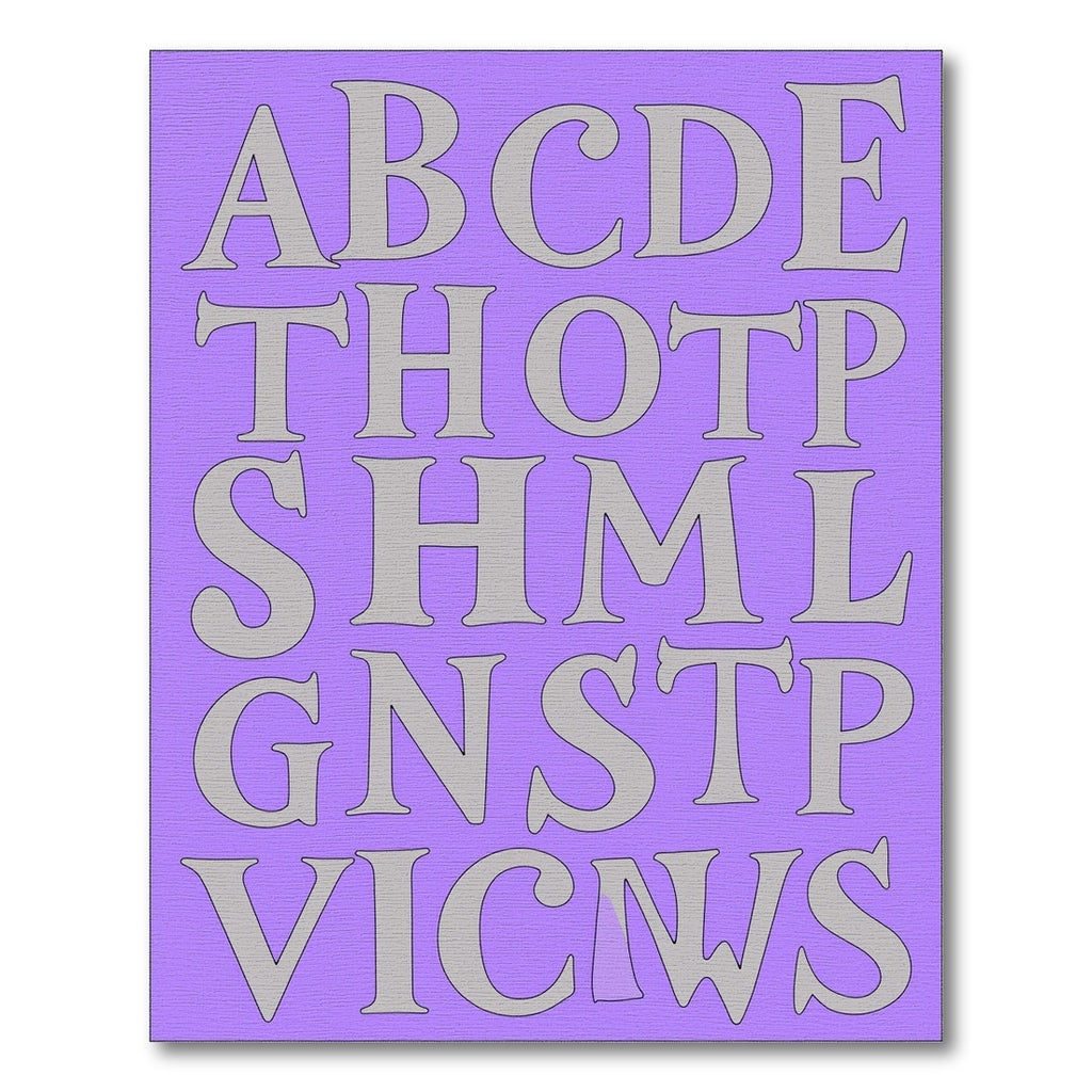 Lavender Gray Alphabet Layout Rug