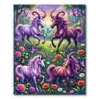 Whimsical Lavender Unicorn Garden Floral Rug
