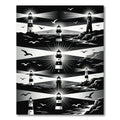 Monochromatic Coastal Lighthouse Graphic Art Rug