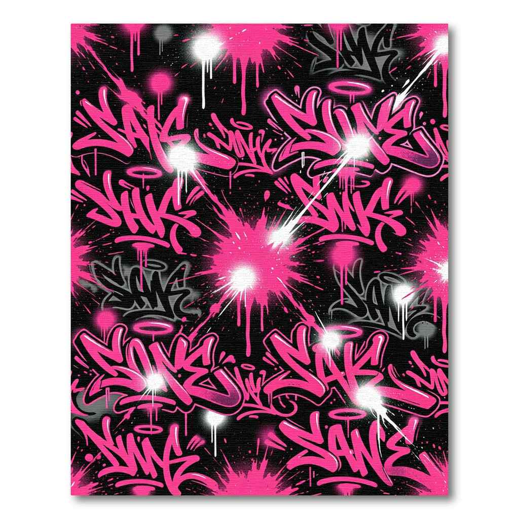 Electric Pink Graffiti Tag Explosion Rug