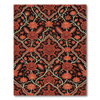 Rich Crimson Floral Vine Medallion Rug