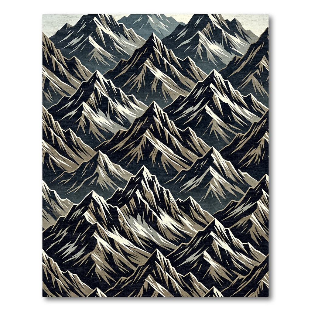 Jagged Peaks Dark Mountain Landscape Rug