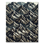 Jagged Peaks Dark Mountain Landscape Rug