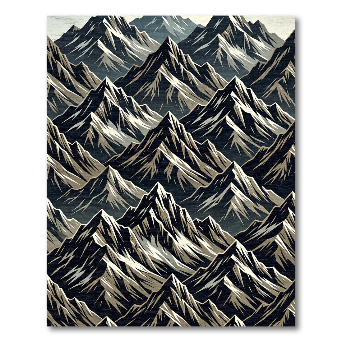 Jagged Peaks Dark Mountain Landscape Rug