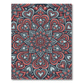 Coral and Slate Heart Mandala Rug