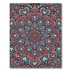Coral and Slate Heart Mandala Rug