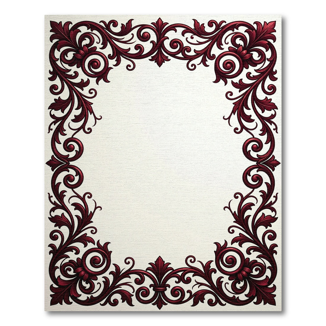 Deep Red Royal Scrollwork Frame Rug