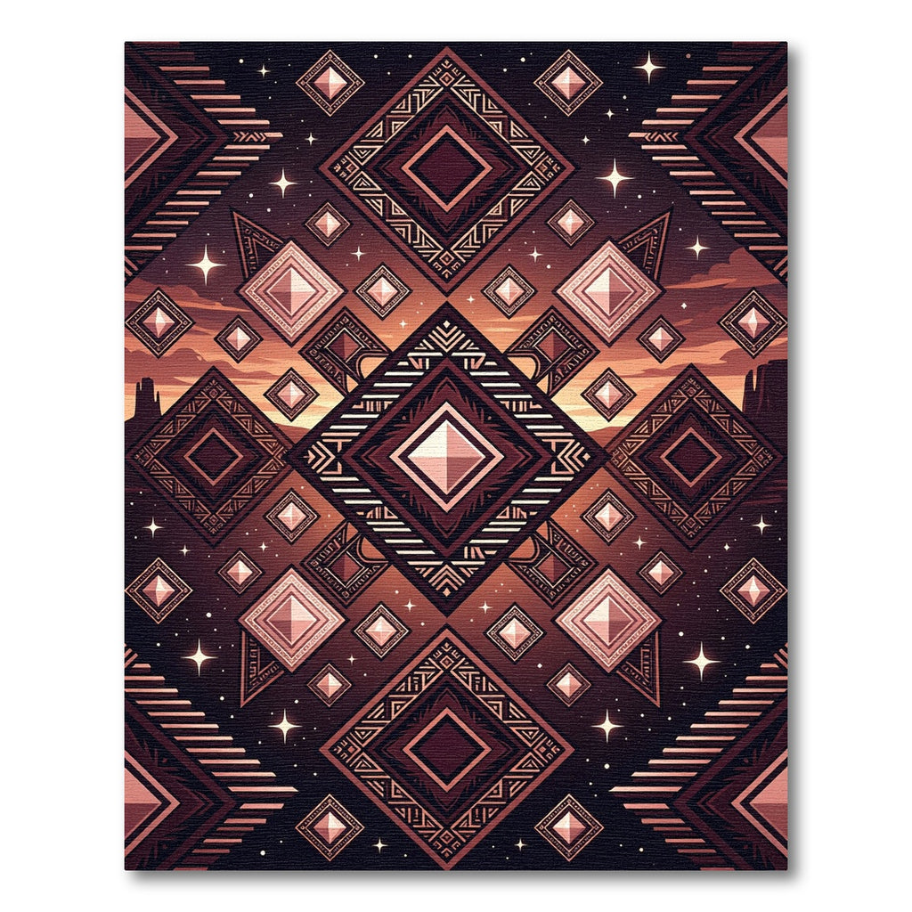 Geometric Crimson Earth Diamond Pattern Rug