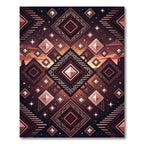 Geometric Crimson Earth Diamond Pattern Rug