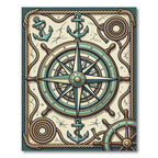 Nautical Compass Anchor Marine Rope Art Rug