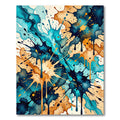 Vibrant Turquoise and Gold Ink Splash Rug