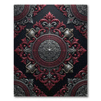 Elegant Crimson Black Baroque Medallion Rug